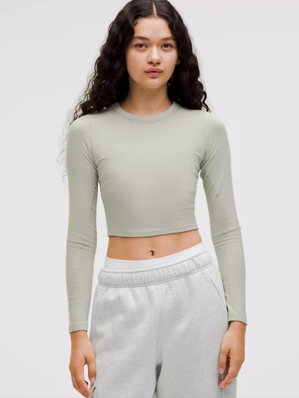 Hold Tight Straight-Hem Cropped Long-Sleeve Shirt